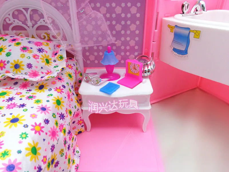 Подарок на день рождения для маленькой девочки,, модная мини пластиковая розовая Милая кукольная мебель для дома