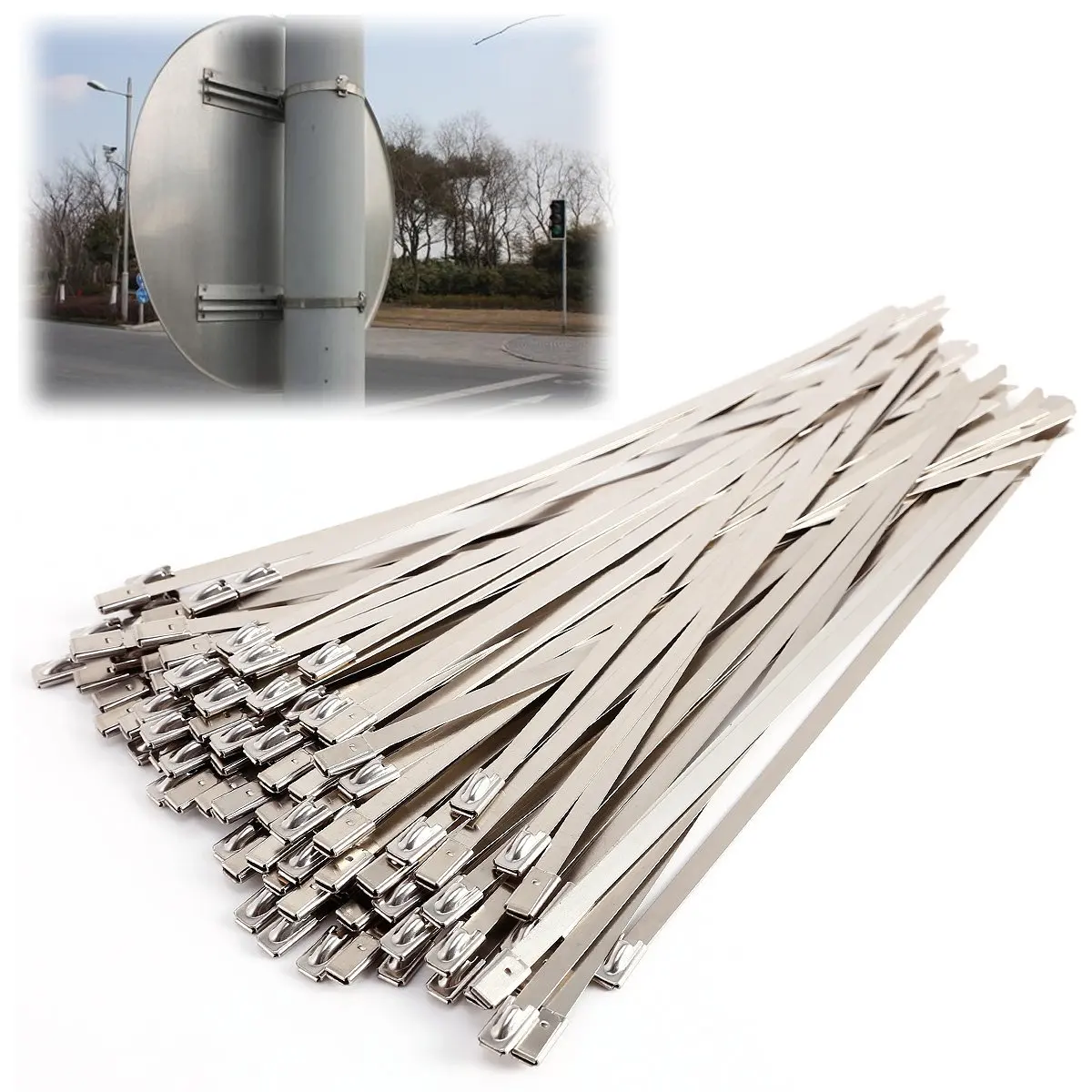  Drop shipping 100PCS Self Locking Clamp Stainless Steel Length 20cm automatic locking Indoor Outdoo