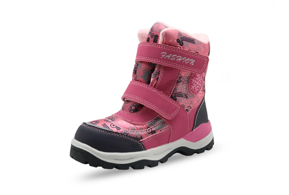 Apakowa/шерстяные зимние ботинки для маленьких девочек; Детские походные ботильоны на липучке; детская зимняя спортивная обувь со светоотражающей полоской
