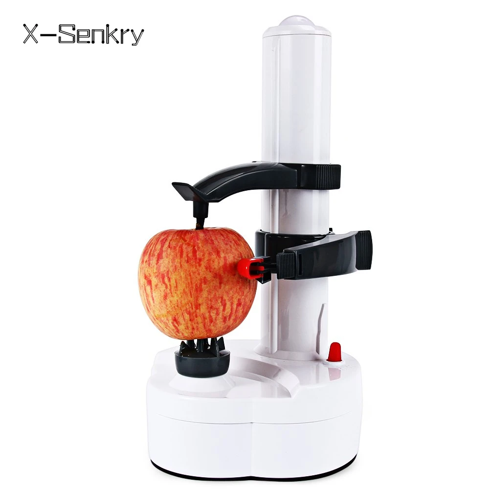 

New Arrival Electric white stainless steel potato peeler fruit peeler Vegetable Peeler Potato Cutter With 7 Spare Blades as gift