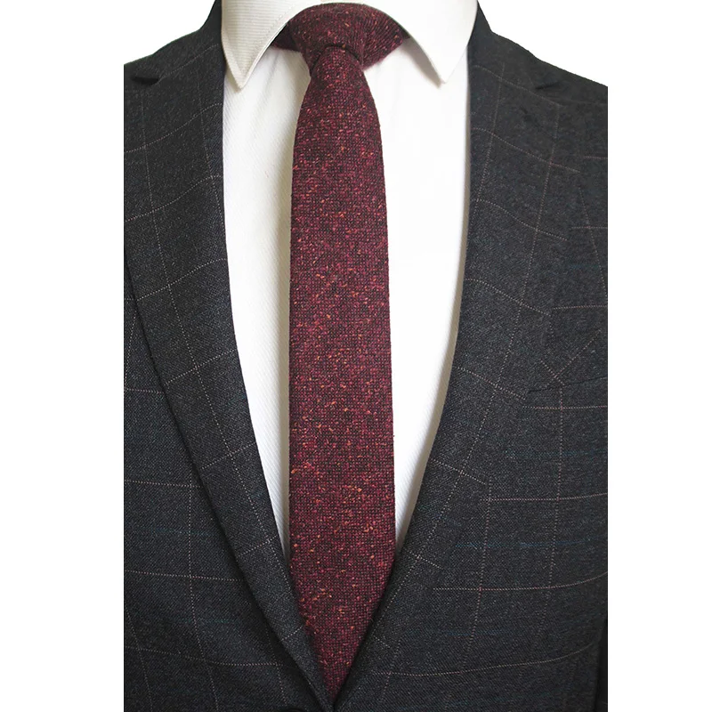 Ricnais качественные шерстяные простые галстуки для мужчин 6 см тонкий однотонный галстук мужской Клетчатый красный черный зеленый обтягивающий галстук для свадебной вечеринки подарок