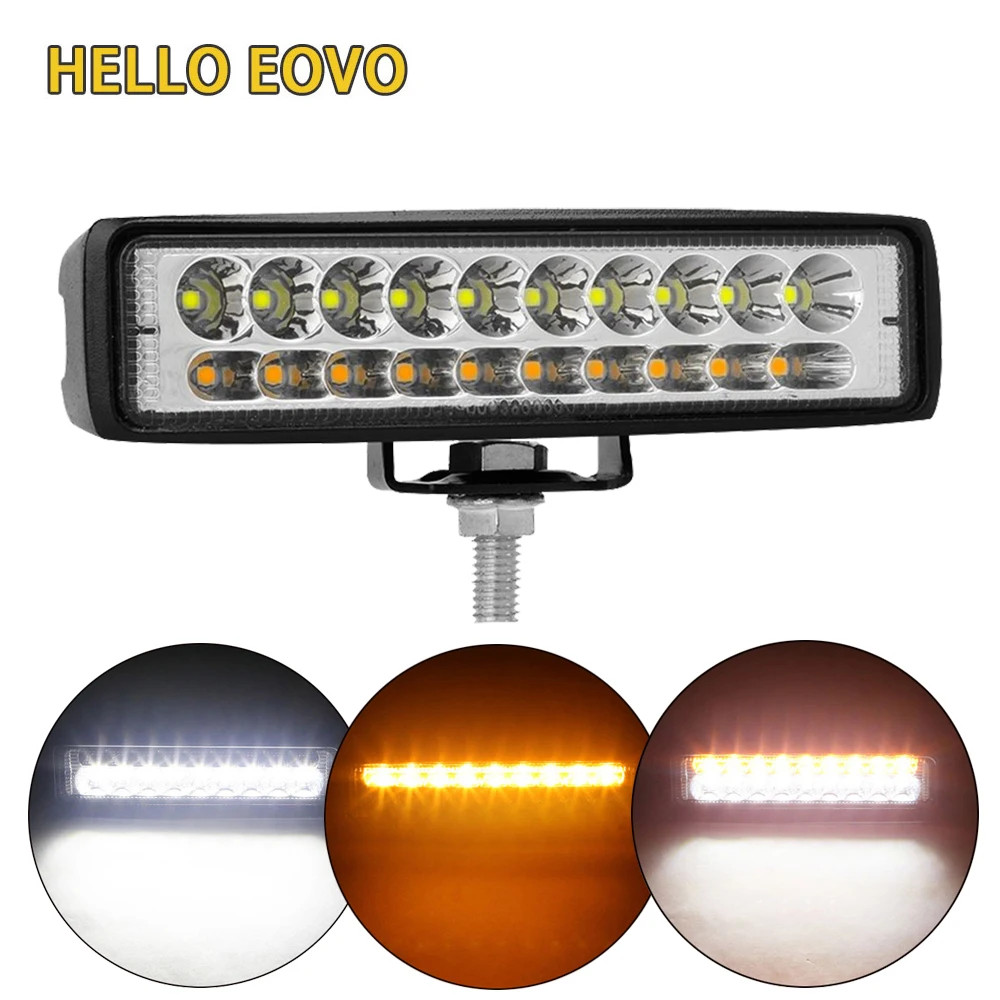 6 inch Car Led Work Light Bar Amber White 12/24V Spot Beam Dual Color Fog light Daytime Running lamp for Off Road 4x4 SUV Trucks |