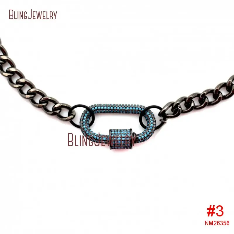 20190404-NM26353-micro pave screw clasp gunmetal plated chain necklace carabiner lock necklace_3