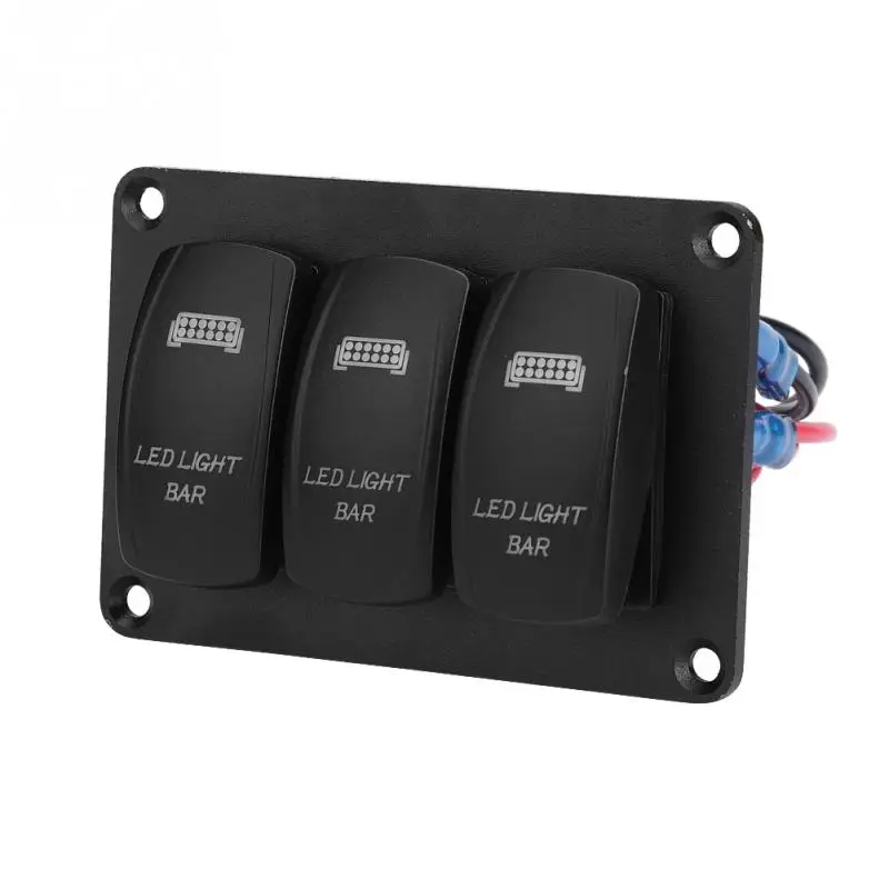 12 24V 3 position Blue Dual Light Switch Panel LED Rear Light Bar Red