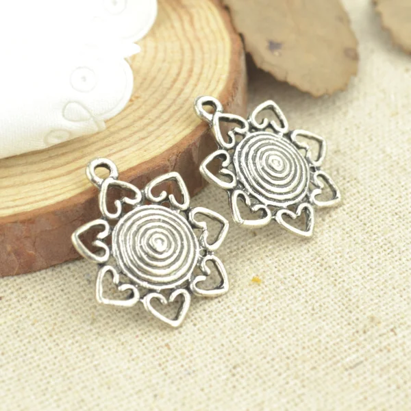

15 Pcs 25*21 mm Antique Silver Tone flower Charms DIY Jewelry Making 2574
