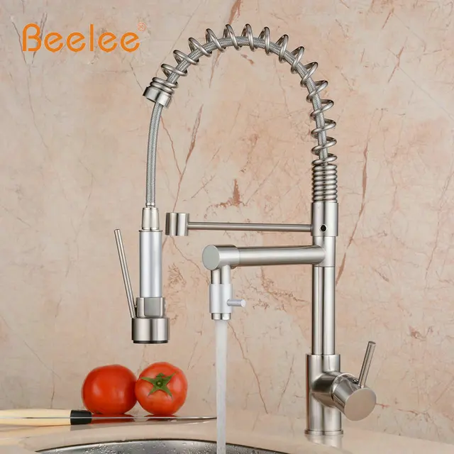 Best Price Beelee Kitchen Faucet Polished Nickel Finish Hand Sprayer With LED Light Spring Style 360 Degree Rotating Cold And Hot Sink Tap Best Price Beelee Kitchen Faucet Polished Nickel Finish Hand Sprayer With LED Light Spring Style 360 Degree Rotating Cold And Hot Sink Tap