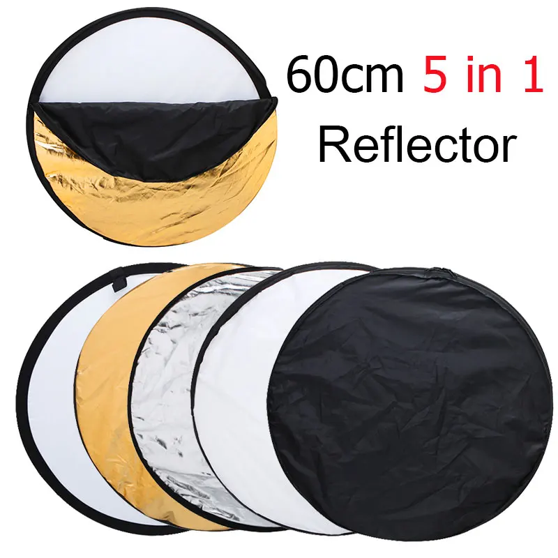 

24" 60cm 5 in 1 Portable Collapsible Light Round Photography Reflector for Studio Multi Photo Disc