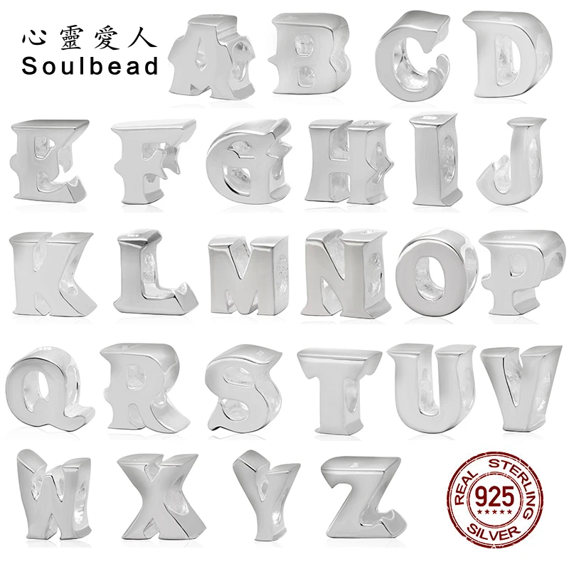 

Soulbead Letter A-Z Beads Pandora Charms Silver 925 Original Charms Beads Charms Bracelets For Girlfriend Mom DIY Jewelry
