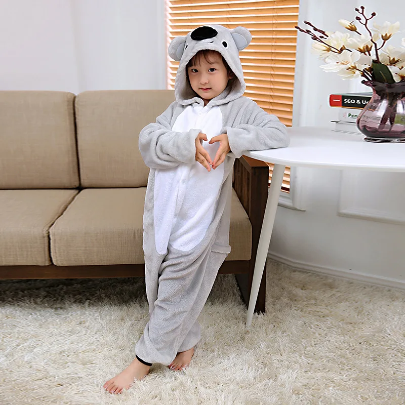Child Girls Koala Cat Wolf Bird Hooded Costume One piece Pajama Kid Baby Boys Winter Sleepwear Christmas Halloween Party dress