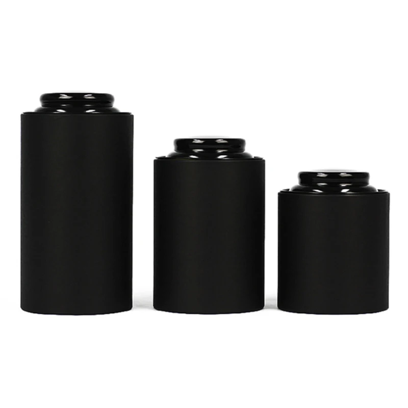 

Xin Jia Yi Customizable Round Black Wrapping Paper Tea Box With Different Sizes Free Gift Bag For Different Sizes Of Cans