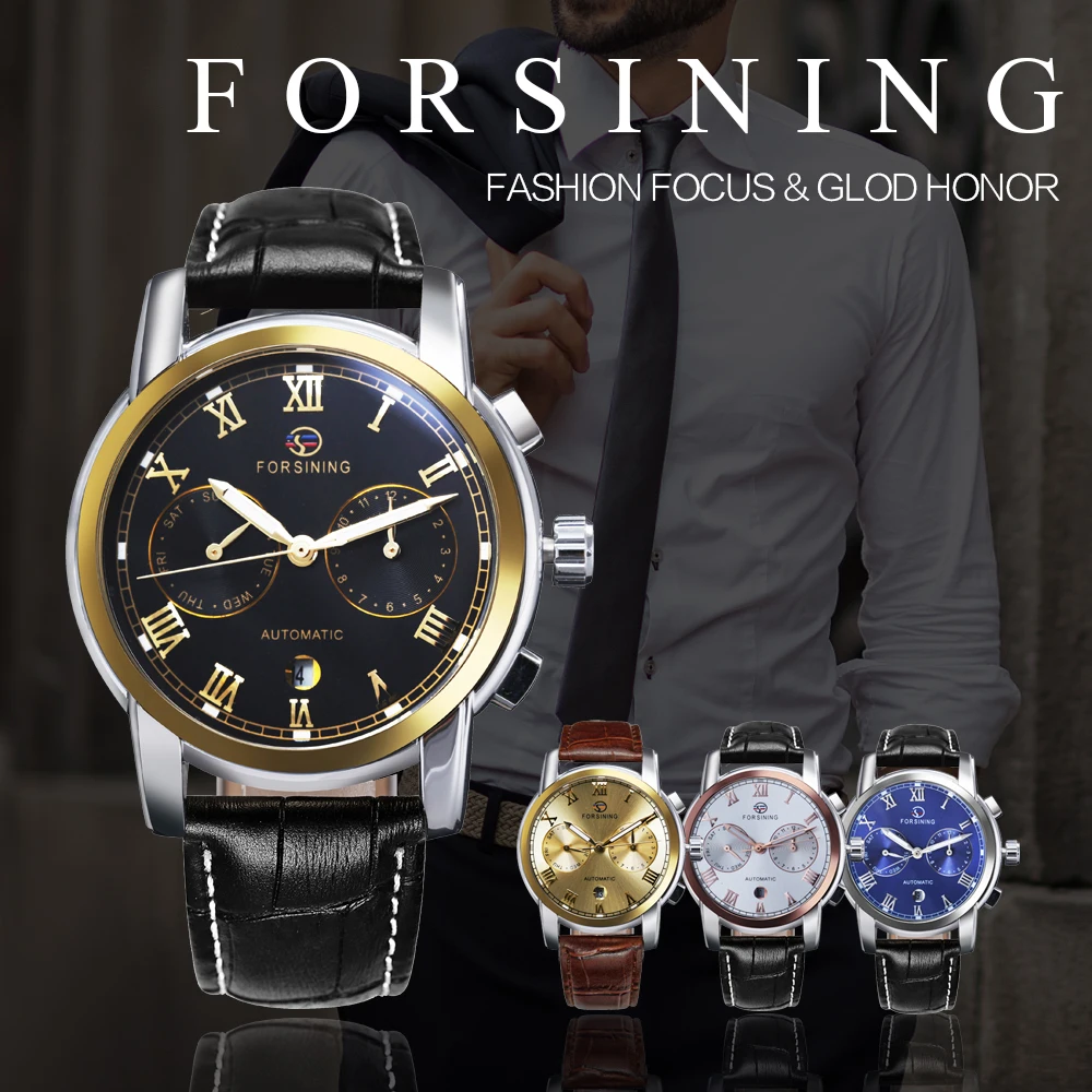 FORSINING Лидирующий бренд Роскошные модные автоматические механические часы для