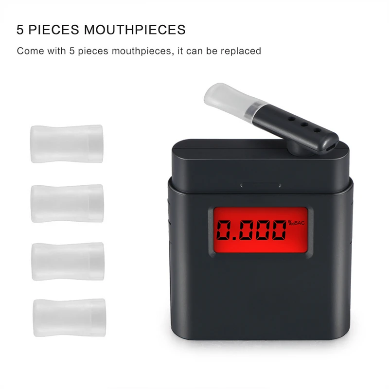 Tioodre البسيطة lcd الرقمية الكحول اختبار التنفس محلل كاشف الكحول مع الخلفية الحمراء alcoholmeter وقت العرض