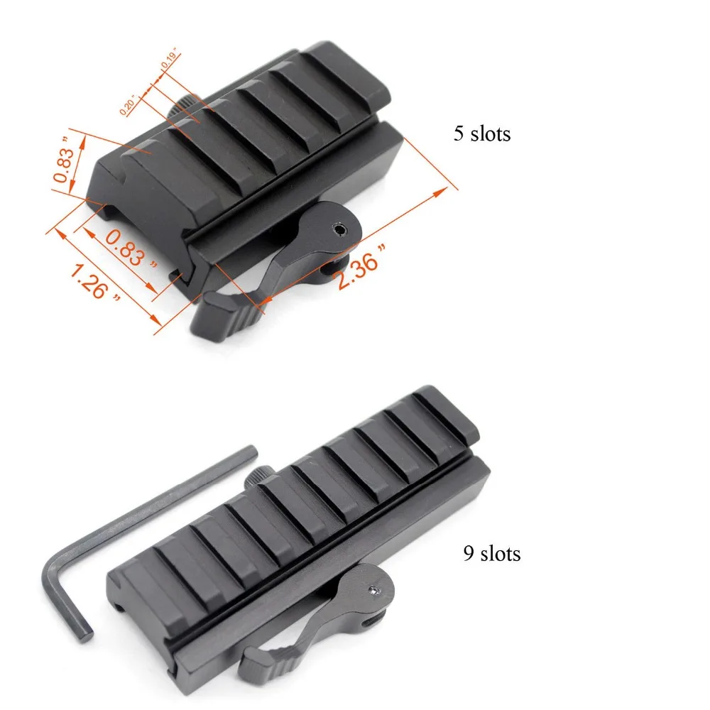 

5/9 slots 20 mm Picatinny/Weaver Rail Base QD Quick Release Riser Scope Mount Adapter Free Shipping