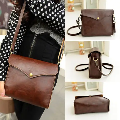 

VSEN Hot Luxury Women Leather Shoulder Bag Handbag Tote Purse Hobo Brown Messenger Vintage Envelope Bag Brown