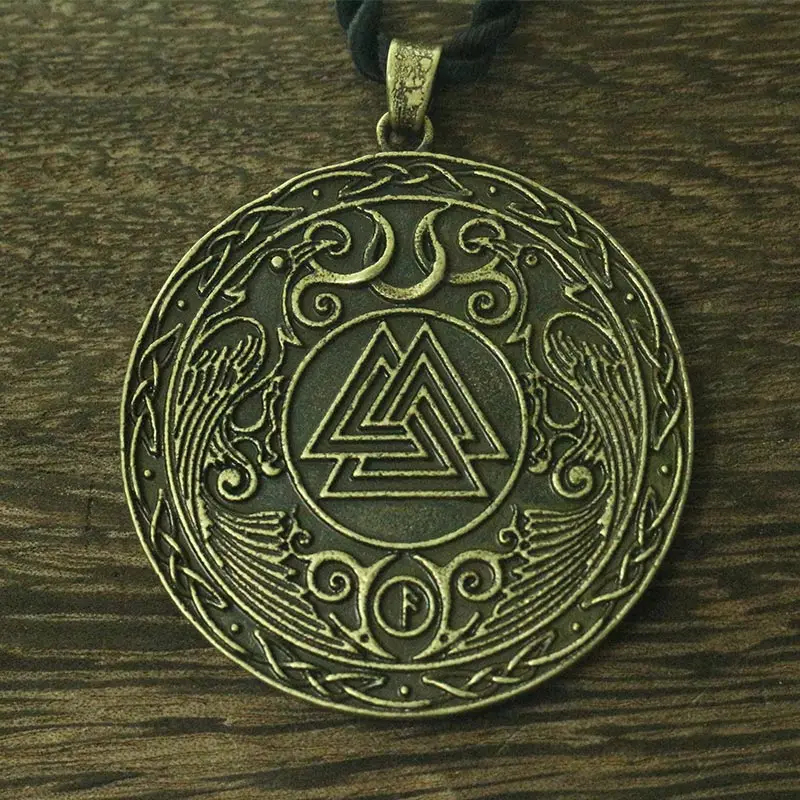 Покрытие антикварным серебром Lanseis 10 шт. Викинг мужское ожерелье celt crow bird Valknut языческий амулет pendanorse символ буквы - Окраска металла: Покрытие антикварным серебром
