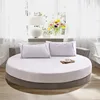 100% Cotton Round Fitted Sheet Romantic Solid Color Round Bed Sheet Bedding Set Mattress Cover Topper 200cm 220cm Themed Hotel 2