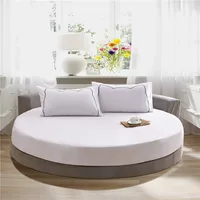 100% Cotton Round Fitted Sheet Romantic Solid Color Round Bed Sheet Bedding Set Mattress Cover Topper 200cm 220cm Themed Hotel 2