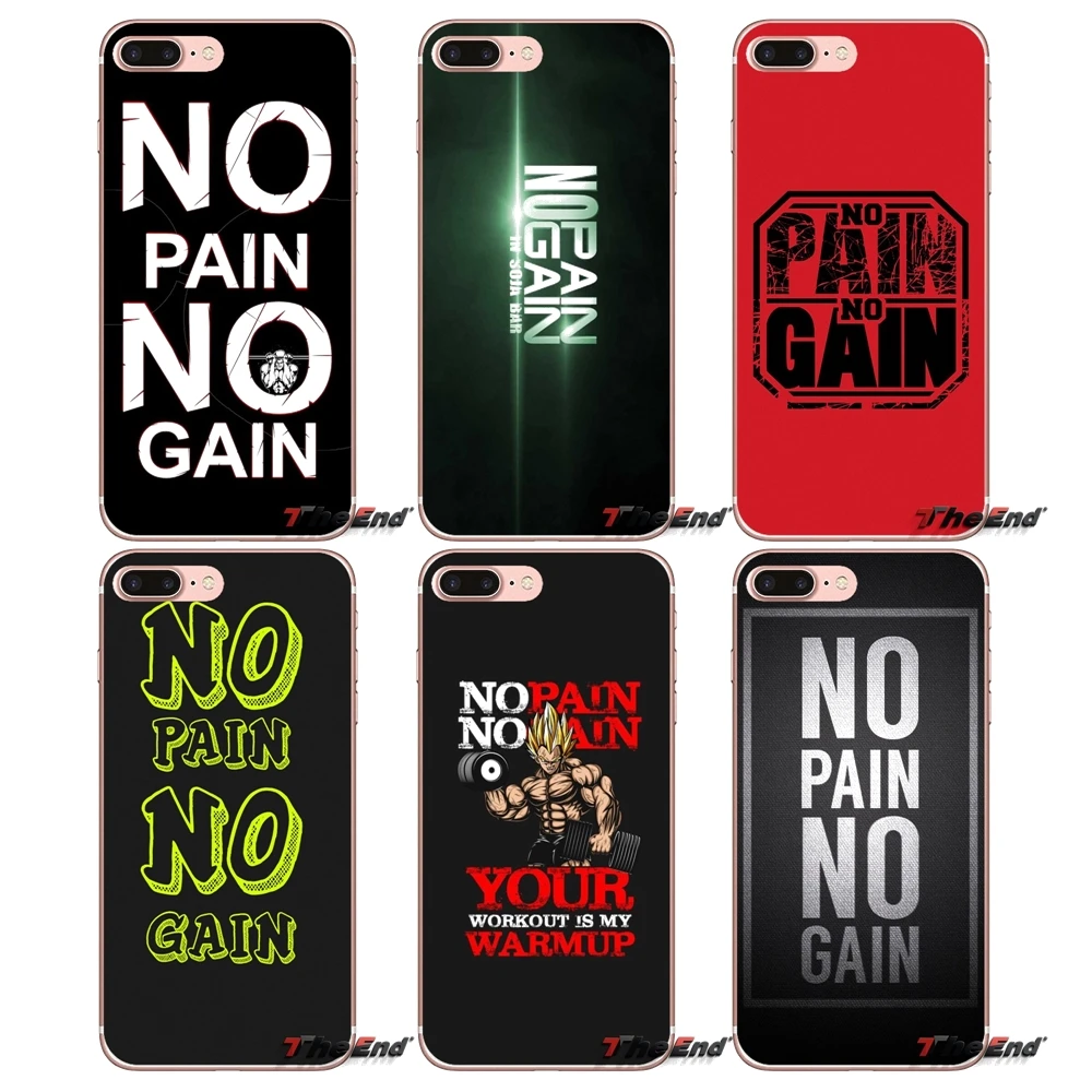 

For Samsung Galaxy S3 S4 S5 MINI S6 S7 edge S8 Plus Note 2 3 4 5 Grand Core Prime no pain no gain Gym and Fitness Quote Case