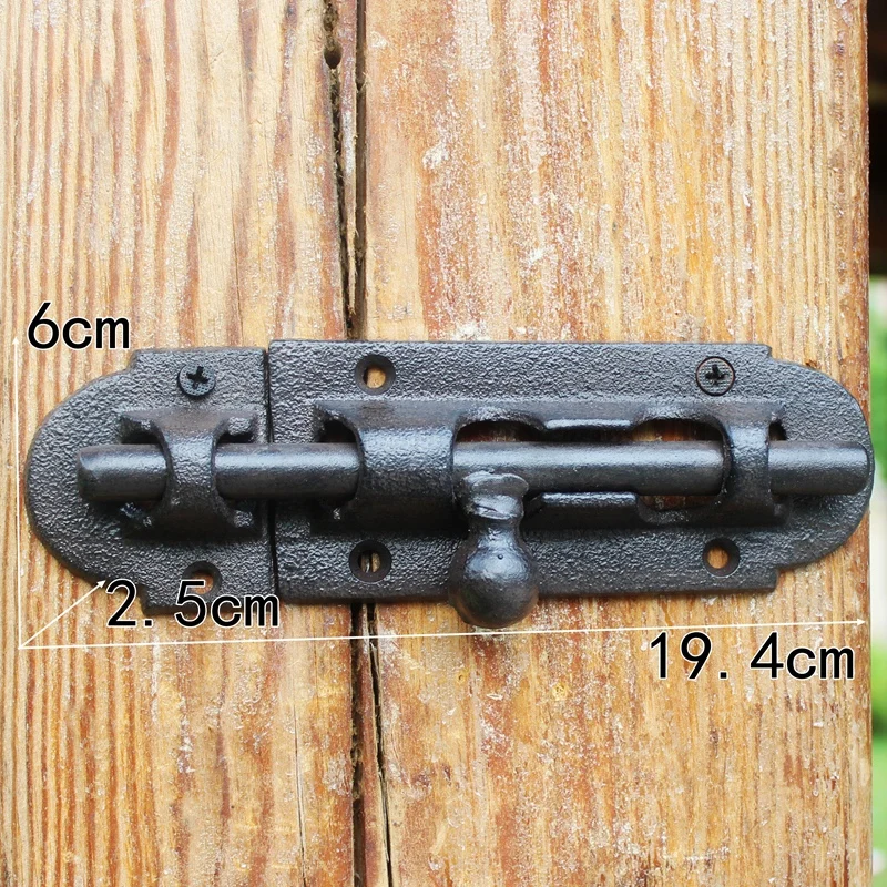 Европейские винтажные античные черные домашние садовые чугунные дверные болты