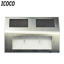 ICOCO 2 светодиодный солнечный садовый светильник из нержавеющей стали, супер яркий водонепроницаемый светодиодный садовый светильник для улицы