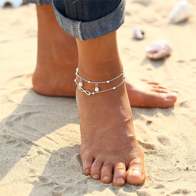 VOQ Горячая Распродажа летний пляжный стиль бесконечный браслет на лодыжке Boho бижутерия для ног ножной браслет браслеты для женщин энкельбандье