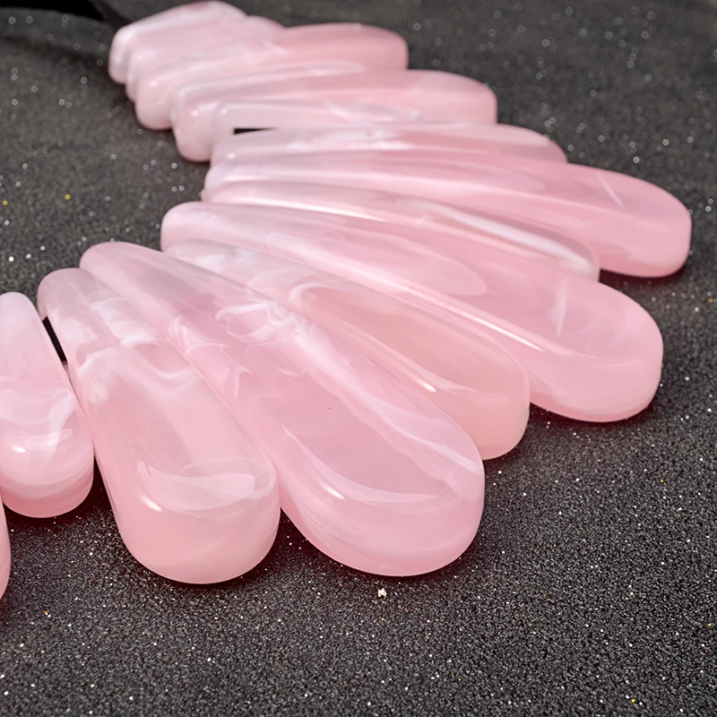 UDDEIN черная простая кожаная цепочка розовый пластиковый драгоценный камень ожерелье для женщин нигерийские Свадебные индийские ювелирные изделия Массивное колье