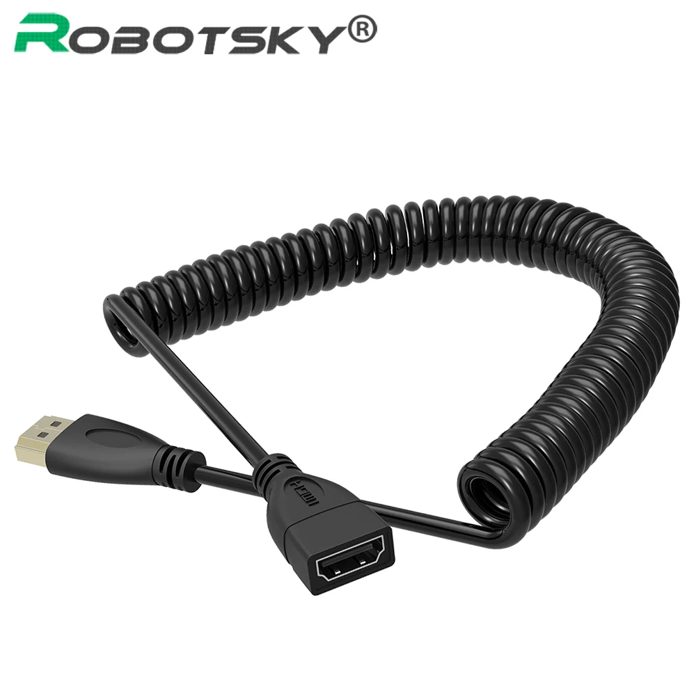 Robotsky Spring HDMI Extension Cable Male to Female HDMI to HDMI 4K 3D 1080P Wire for HDTV LCD Laptop PS3 Projector Computer