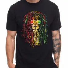 Растаман Лев регги плотный футболка Корни Музыка Боб Марли Деннис коричневый Дезмонд DEKKER хлопок короткий рукав с круглым вырезом футболки