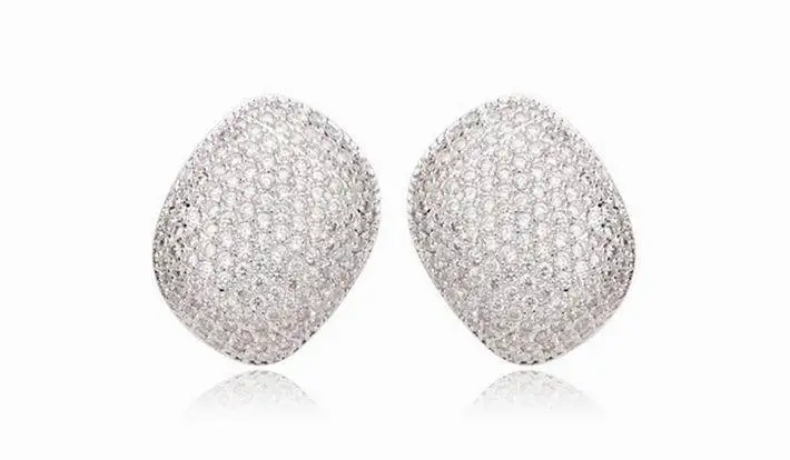 

Luxury Big Cubic Zirconia Women's Geometric Stud Earrings Fashion Wedding Earring Femme Fine Jewelry Party Jewelry