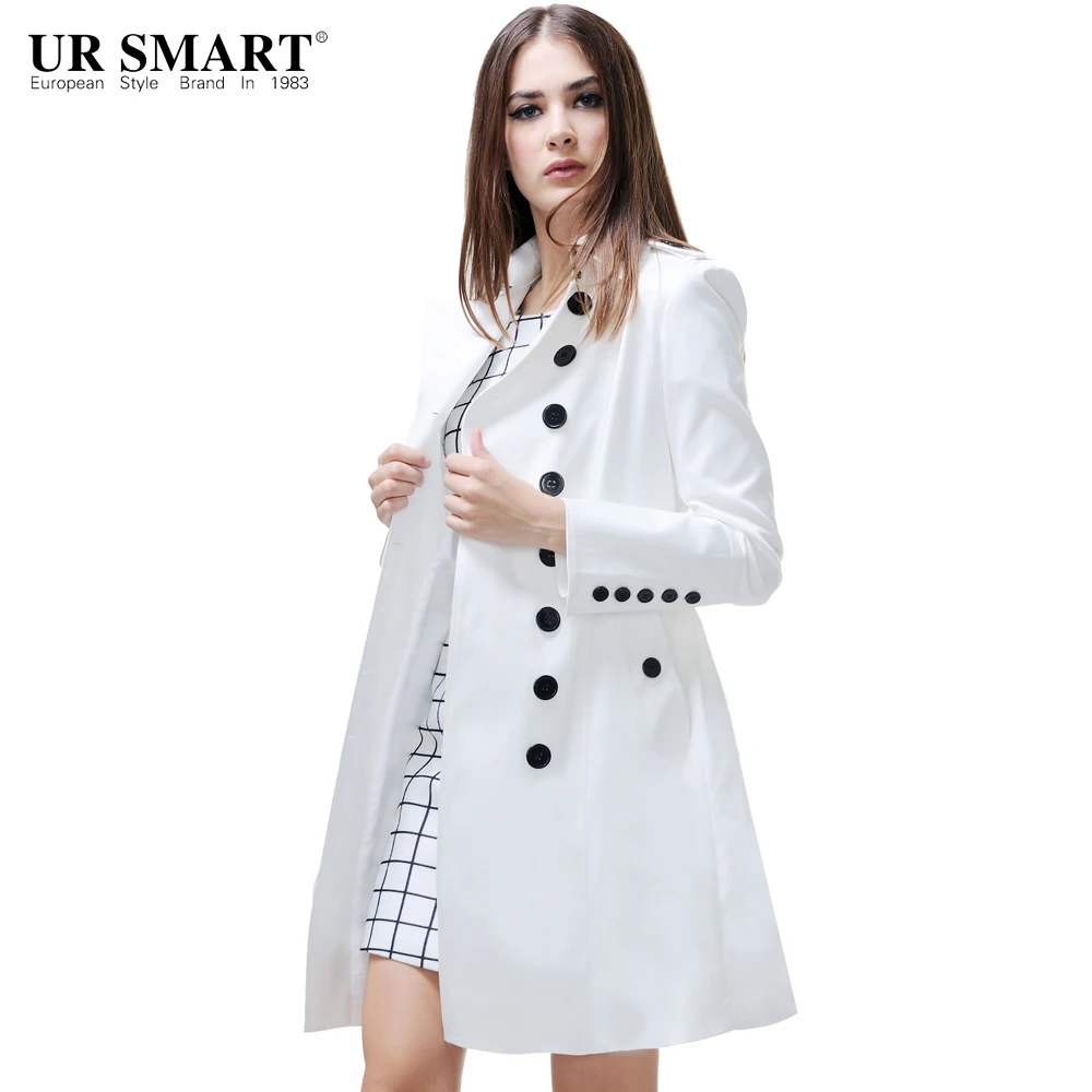 

URSMSRTEuropean and American big solid in Ms. Long double-breasted coat women windbreaker jacket waist