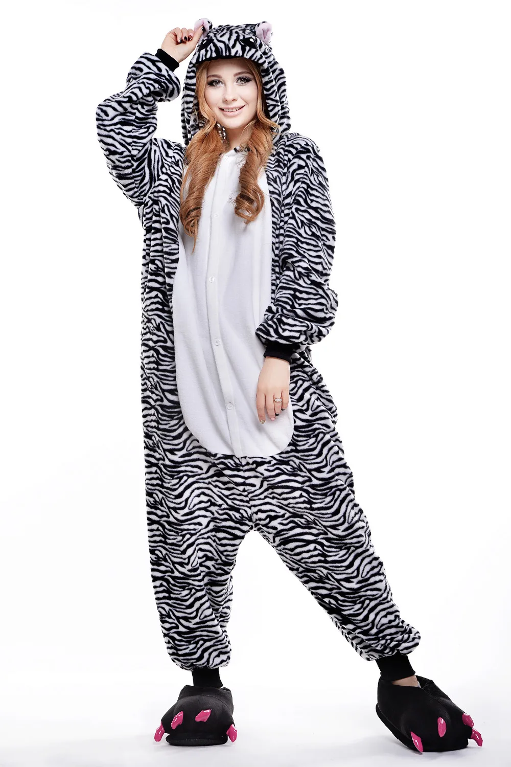Cartoon one piece pajamas, Cute cartoon zebra animal onesies hoodie