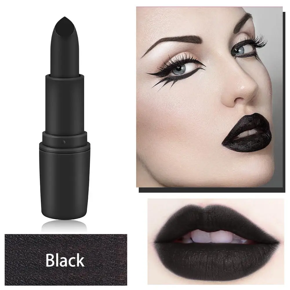 Waterproof Matte Lipstick Long Lasting Nude Velvet Color Brand Lip Gloss Sexy Red Gold Black Dark Rouge Women Makeup Mate Gifts