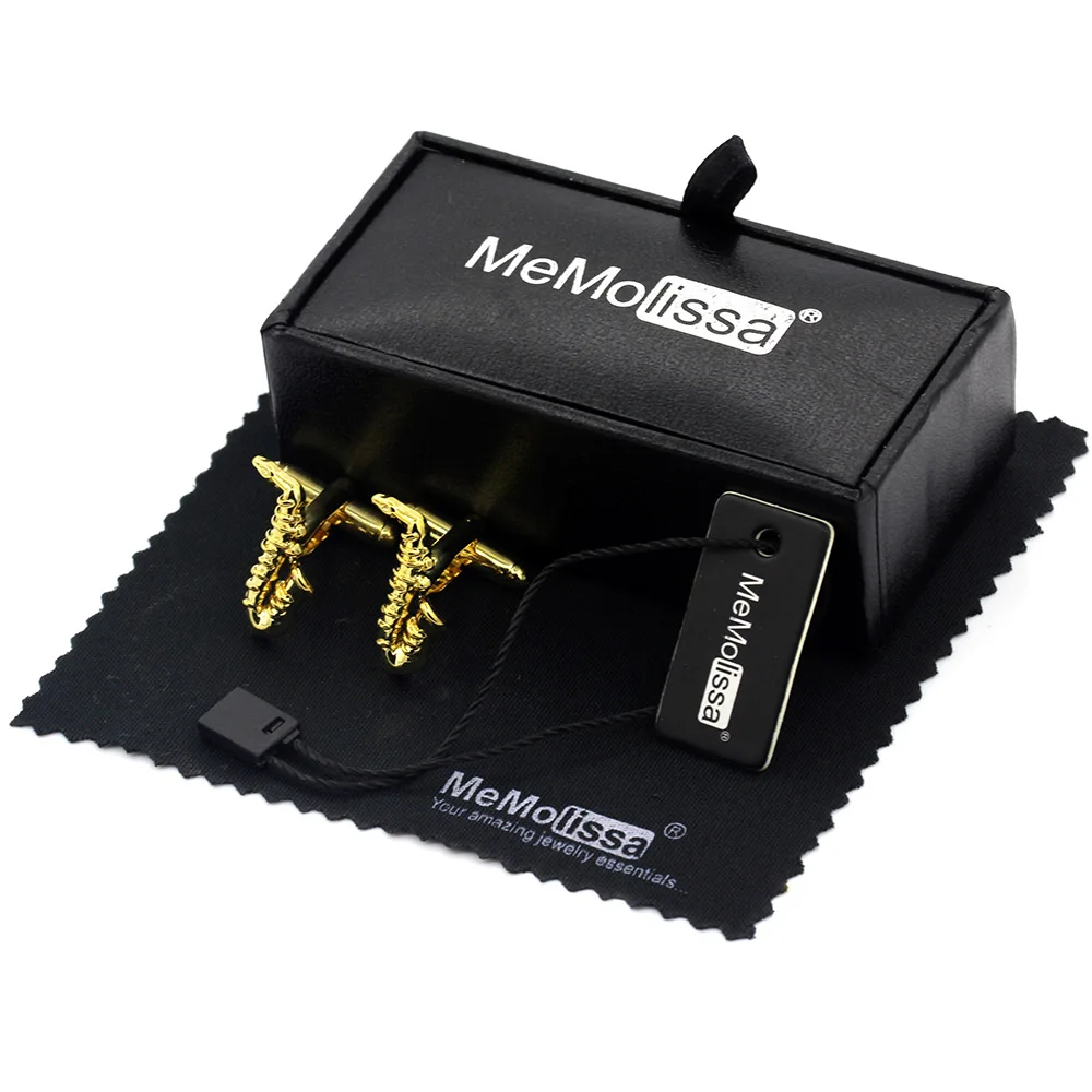 MeMolissa Display Box Casual Gold Suona Cufflinks Music Equipment Design Gifts for lovers Abotoadura Free Tag &amp Wipe Cloth | Украшения и