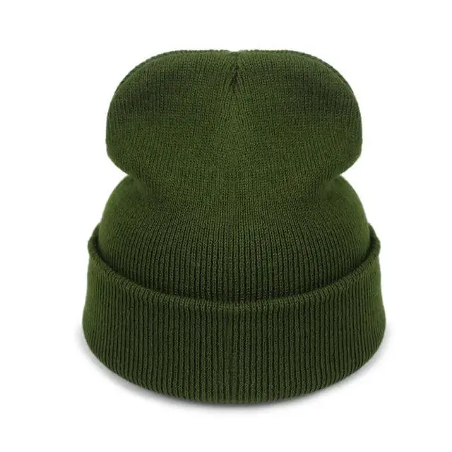 Новая модная зимняя шапка женская мужская шапка черепки шапки унисекс теплые шапки вязаные шапки для мужчин шапки простые теплые мягкие шапки - Цвет: army green