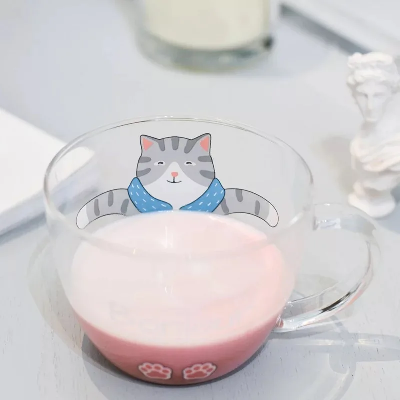 RUIDA Ins Creative Glass Breakfast Milk Cup Cat Cup Dog Cute Styling Coffee Mug Home Hotel Japanese style Drinkware Funny Gift RUIDA Ins Creative Glass Breakfast Milk Cup Cat Cup Dog Cute Styling Coffee Mug Home Hotel Japanese style Drinkware Funny Gift