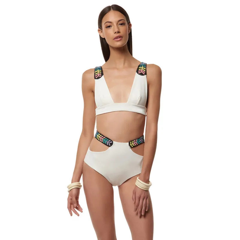 

Full of design sense of tailoring Europe and the United States the new women's shoulder split Bikini Special straps Swimsuit