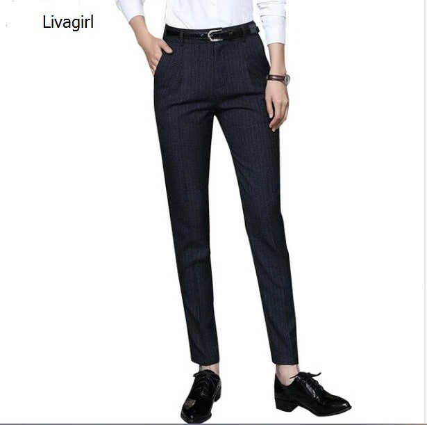 navy slim trousers ladies