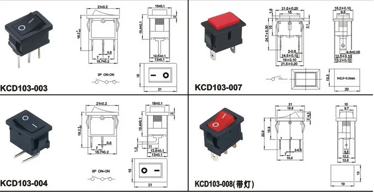 20 видов 1000 шт./лот смешанный кулисный переключатель 125 V/10A 250 V/6A лодка переключатель серии