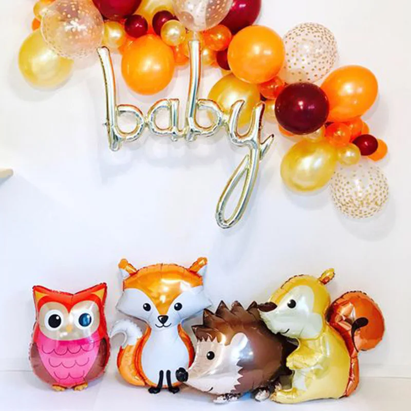 4pcs Animal Foil Balloons Birthday wedding Forest Party Decorations Helium Ballons Fox Hedgehog Squirrel Raccoon Baby Shower