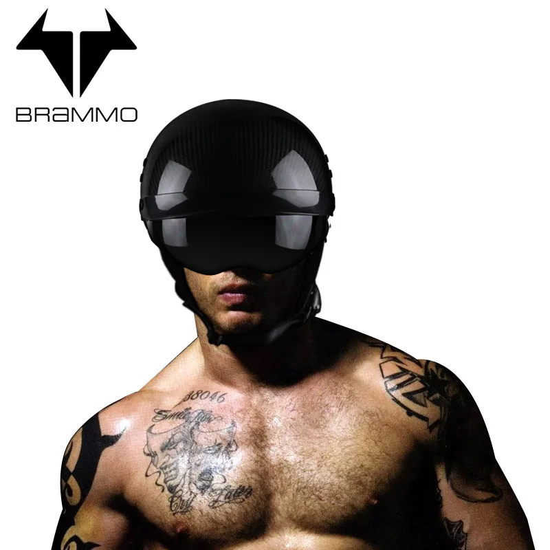Подлинная углеродного волокна BRAMMO для Винтаж мотоциклетный шлем и половина шлем мотоциклетный шлем личность супер светильник