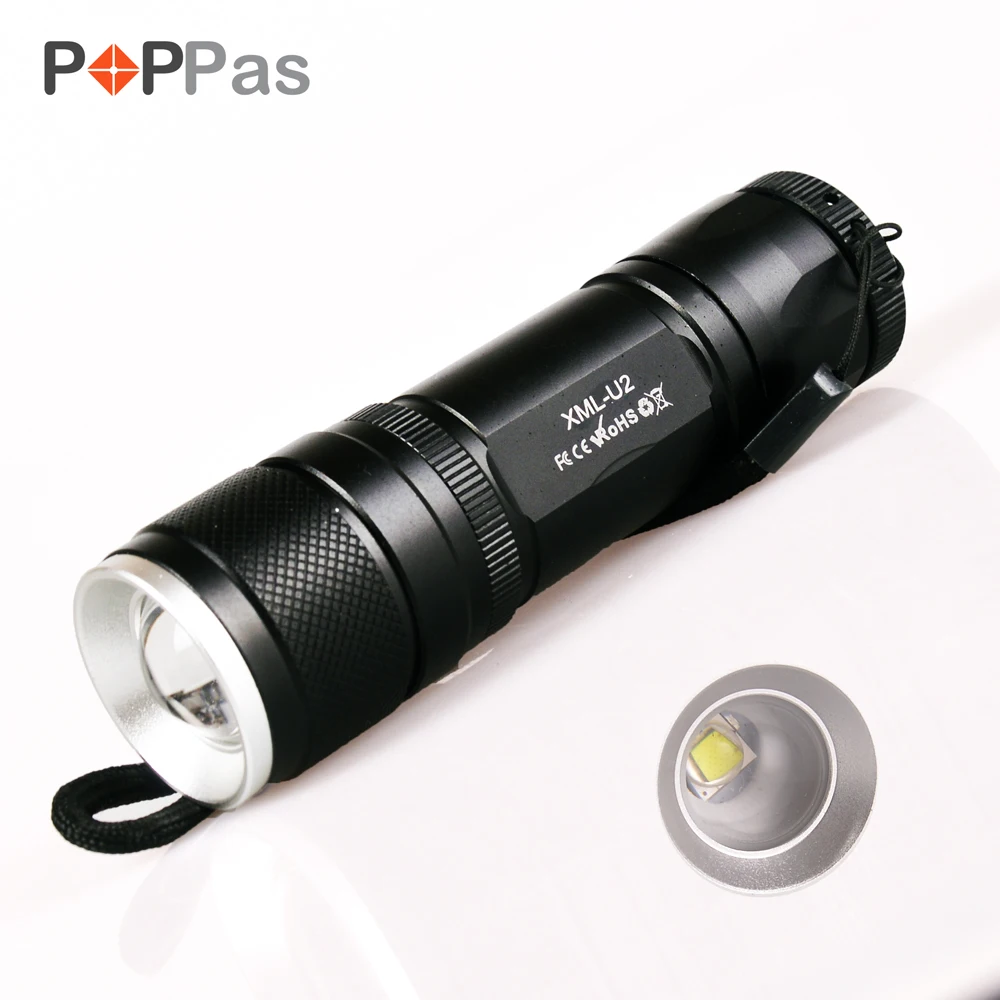 

POPPAS XM-U2 Flashlight 20000 Lumens Super Bright Small Tactical torch LED Water Resistant 5 Modes Zoom