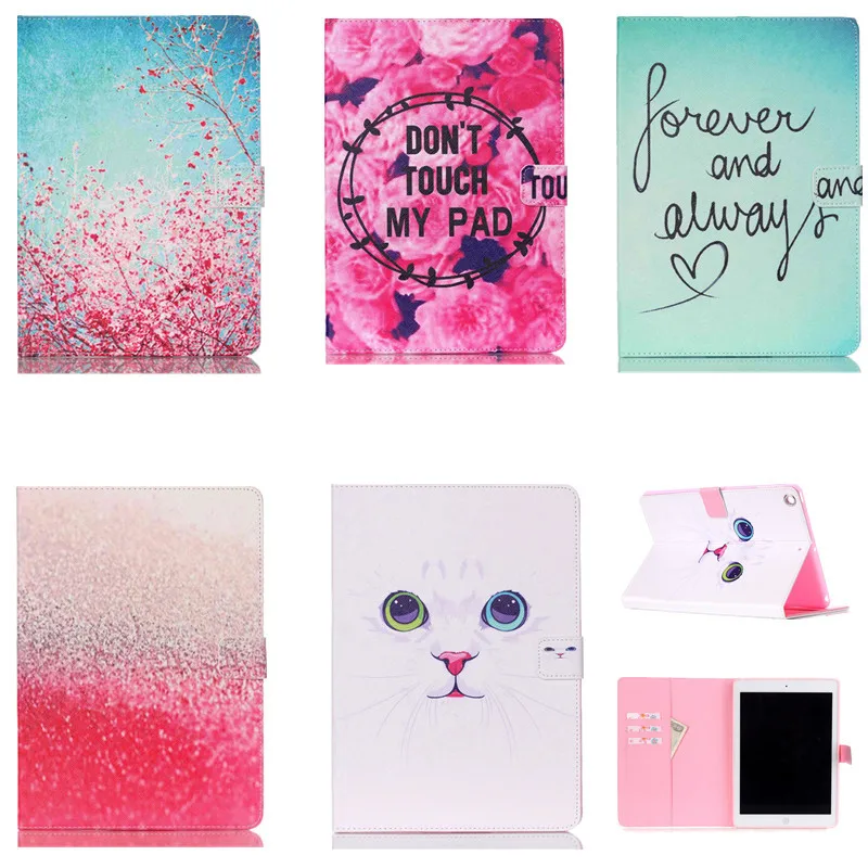 White Cat Case for Ipad Air 1 PU Leather Cute Eyes Magnet Smart Flip Stand Wallet Tablet Cover With Card Slots & OPP Bag 1 PCS   (6)