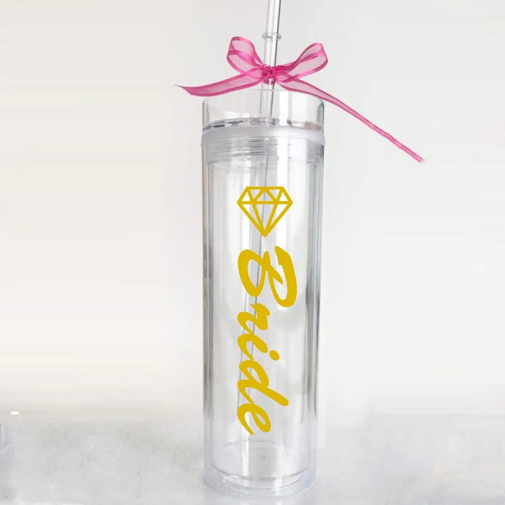 

Personalized Bride Gift Water Bottle, Custom Bachelorette Gift Tumbler, Bride Water Bottle, Skinny Water Bottle with Straw