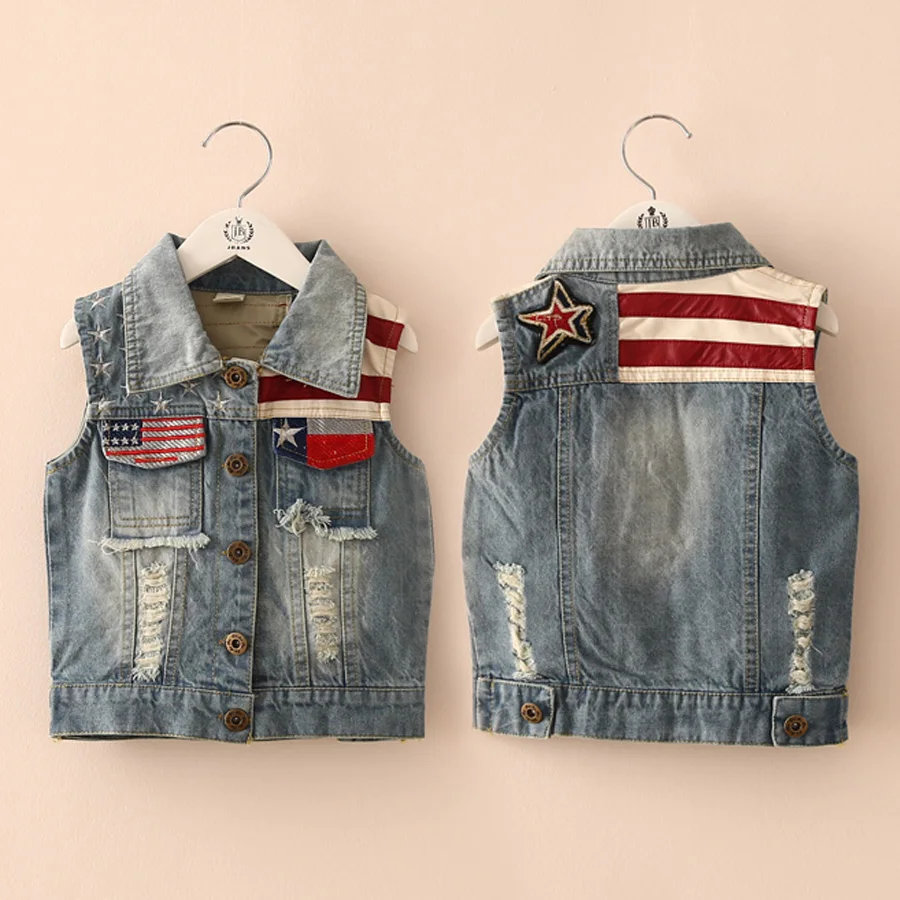Children Denim Vests 2018 Kids Spring coats Child Sleeveless Jacket
