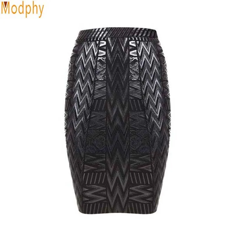 

2018 women stretchy black foil bandage skirt women sexy elegant geometric pencil embossed mini short skirt drop shipping HL379