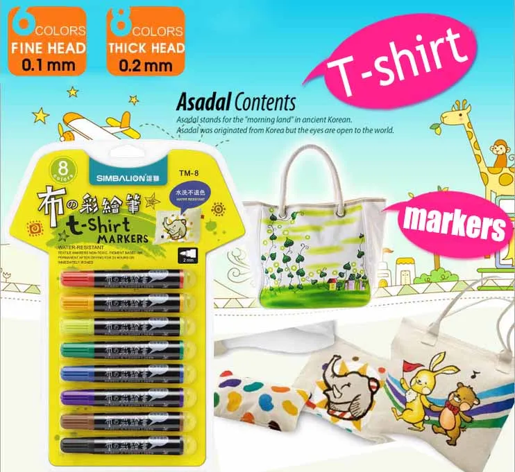 DIY Water Resistant Painting Colored Markers 6/8 Colors T-shirt Liner Textile Marker Non-toxic Pigment-based Ink Fabric Color 8 color suit highlighter chalk markers chalkboard erasable dustless water based non toxic liquid pens set