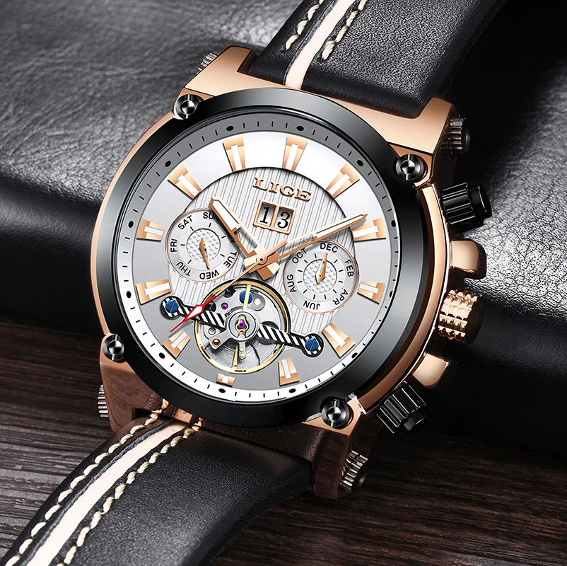 LIGE Mens Watches Top Brand Luxury Clock Automatic Mechanical Watch Men Business Waterproof Sport Wrist Watch Relogio Masculino