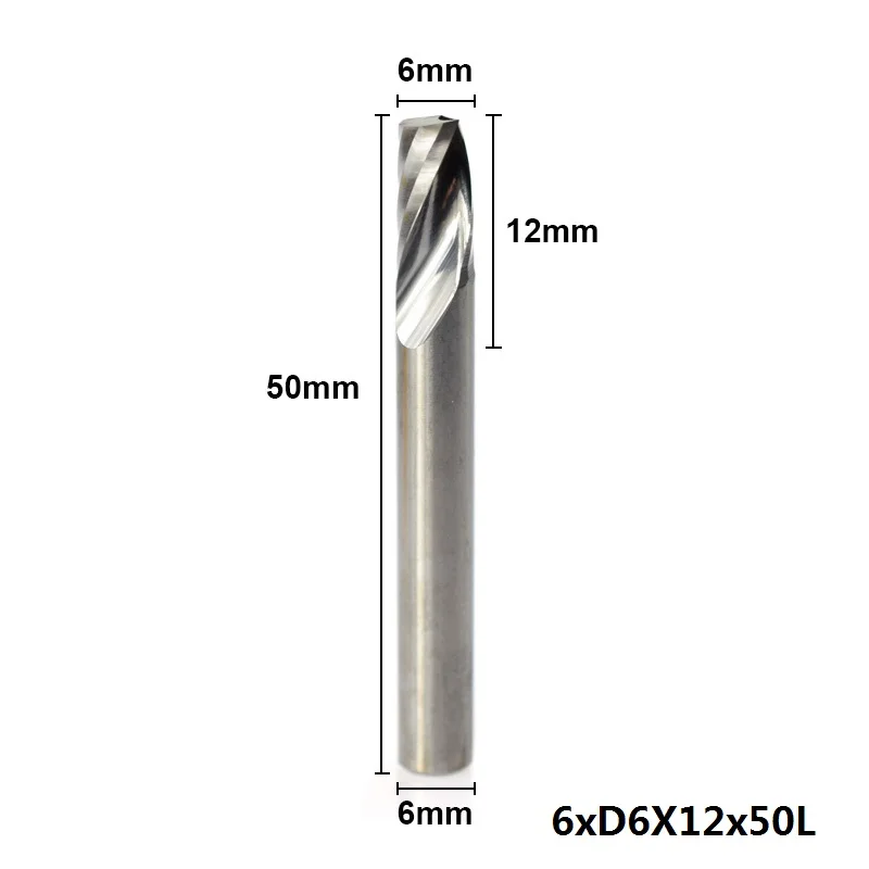 XCAN 1 шт. 6 мм хвостовик Одиночная Флейта Карбид Концевая фреза спиральная фреза прямой хвостовик ЧПУ Гравировальный Бит фреза - Длина режущей кромки: 1pc 6x12x50mm