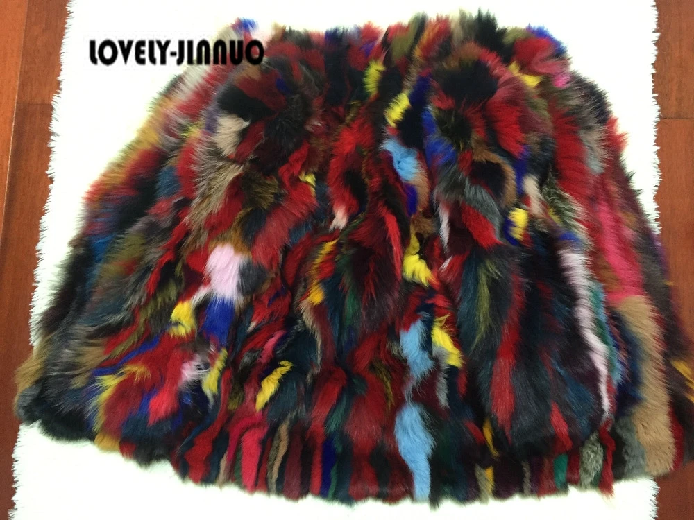 LOVELY-JINNUO новое пальто из натурального меха лисы из натурального Лисьего Для женщин из натурального меха, пальто; Верхняя одежда; куртка с цветными меховыми Индивидуальный размер F78