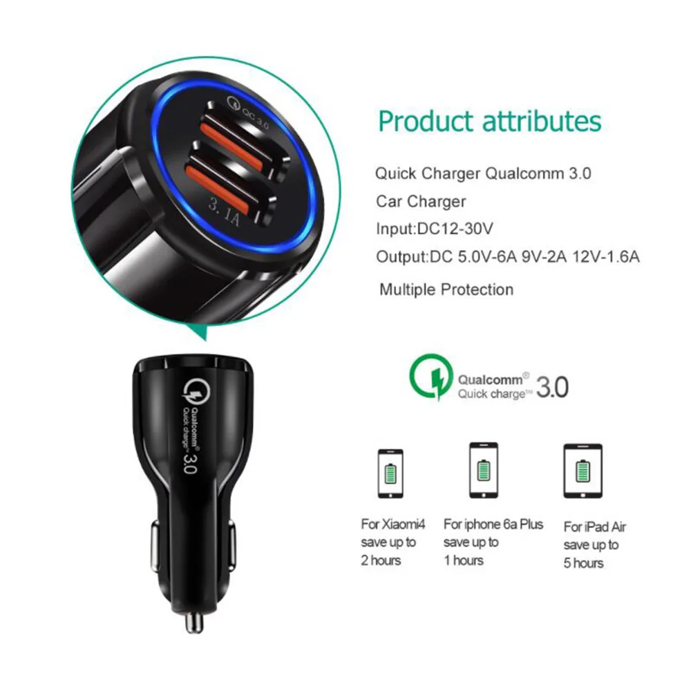 سيارة شاحن يو اس بي سريعة تهمة 3.0 الهاتف المحمول شاحن المزدوج USB شاحن سريع QC 3.0 سيارة شاحن آيفون سامسونج Xiaomi اللوحي سيارة شاحن يو اس بي سريعة تهمة 3.0 الهاتف المحمول شاحن المزدوج USB شاحن سريع QC 3.0 سيارة شاحن آيفون سامسونج Xiaomi اللوحي